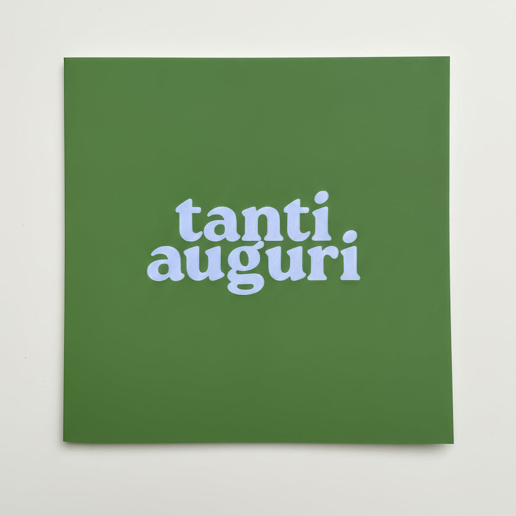Kartenset "Tanti Auguri" von Pelican Prints – 120x120mm, kräftiges Grün mit hellblauem Schriftzug, 2er-Pack