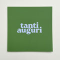 Kartenset "Tanti Auguri" von Pelican Prints – 120x120mm, kräftiges Grün mit hellblauem Schriftzug, 2er-Pack