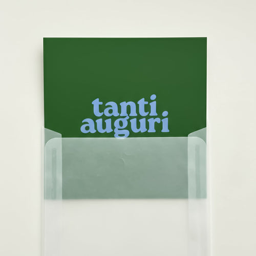 Geburtstagskarte Tanti Auguri, 120x120mm, im 2er-Set mit transparentem Umschlag