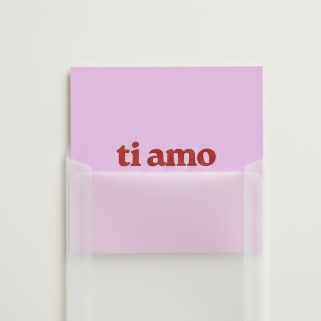 Valentinstagskarte Ti Amo, 120x120mm, minimalistisches Design, im 2er-Pack mit Umschlag