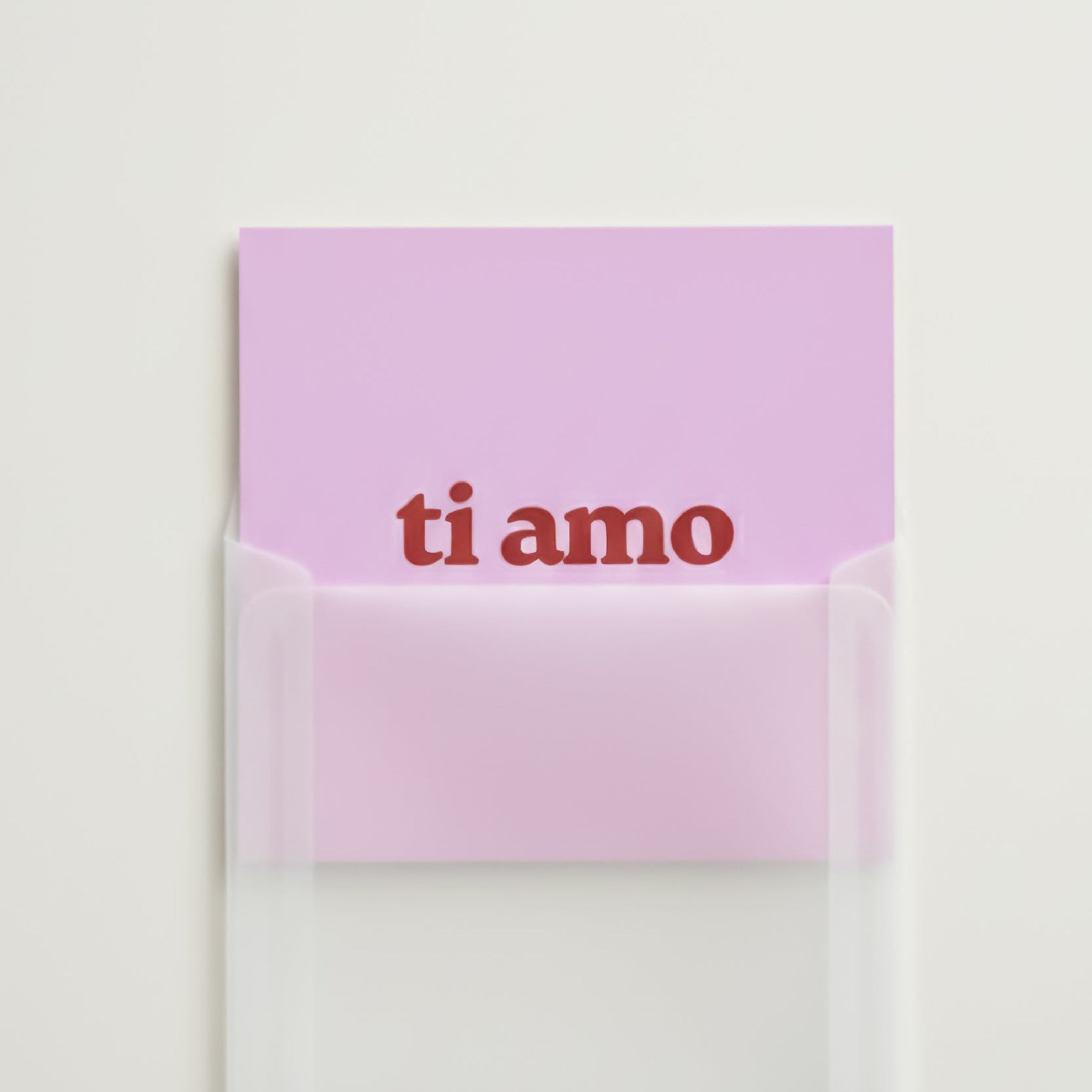 Valentinstagskarte Ti Amo, 120x120mm, minimalistisches Design, im 2er-Pack mit Umschlag
