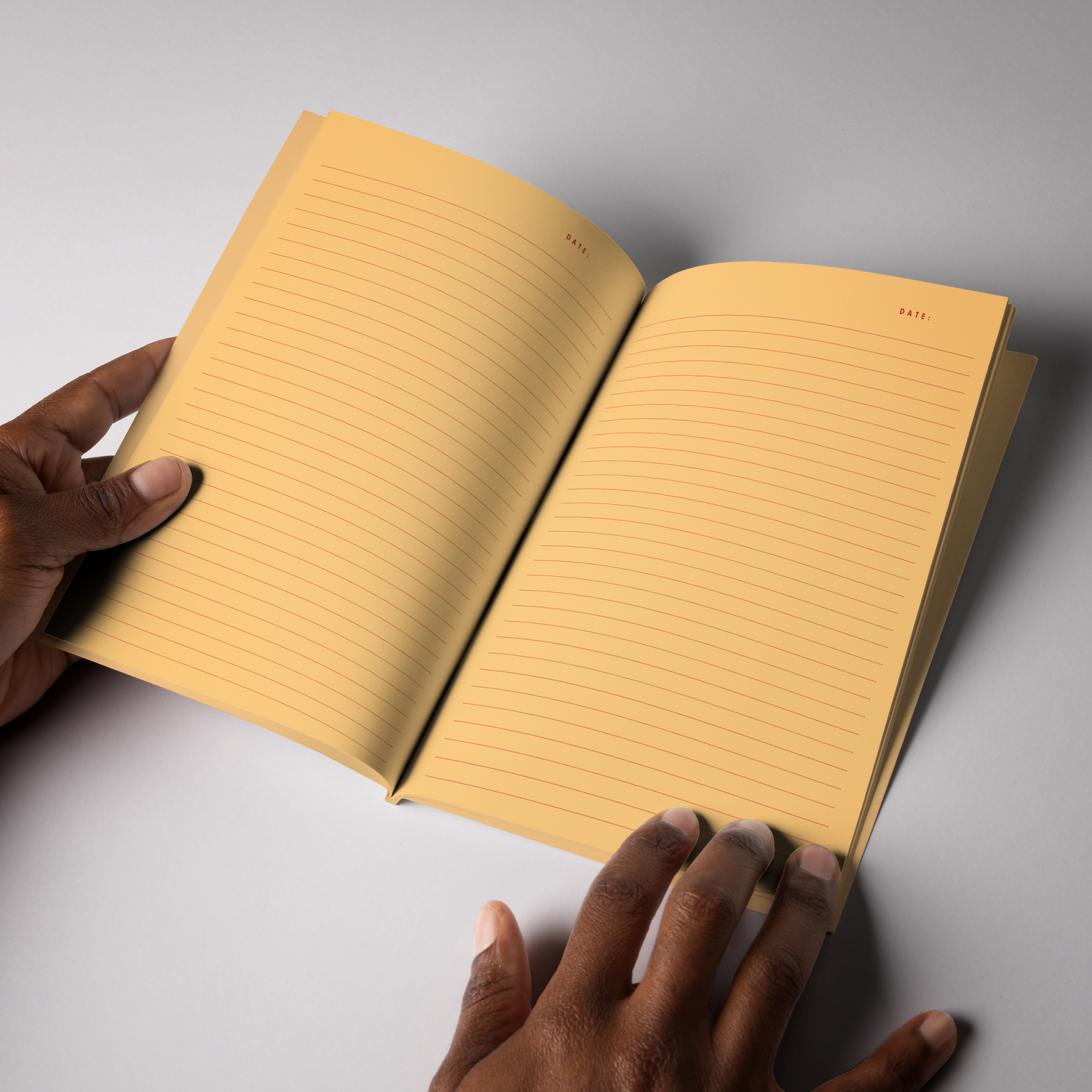 Softcover Notizbuch A5 aufgeschlagen mit linierten Seiten – Pelican Prints