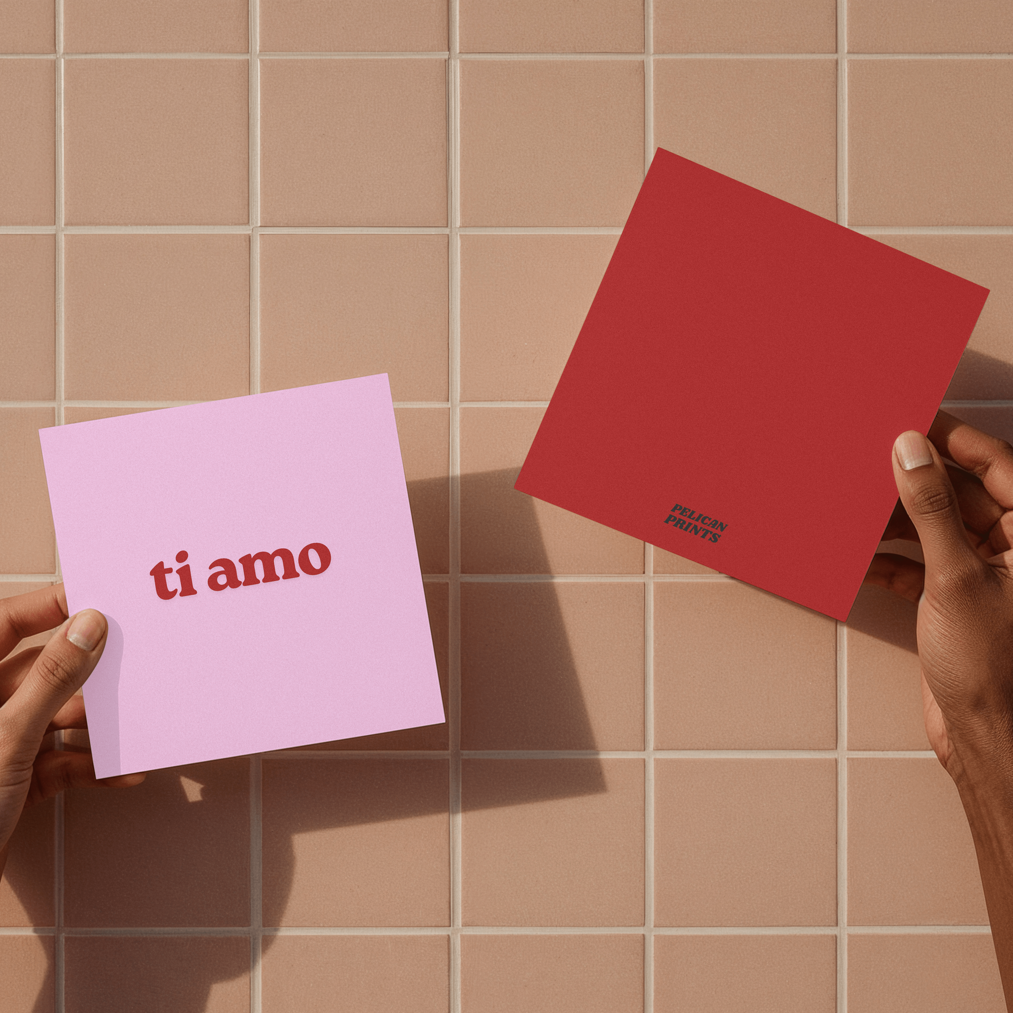 Ti Amo Karte – Rückseite in Rot, beschreibbar, mit transparentem Umschlag, Pelican Prints